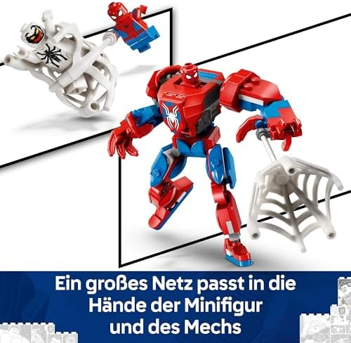 | Marvel Spider-Man Mech vs. Anti-Venom - Super Hero Figure Building Toy with 2 Minifigures for Imaginative Role Play - Gift for 6 Plus Year Old Boys and Girls 76308