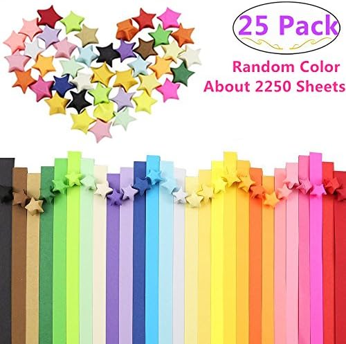 2250 Sheets Origami Star Paper, Magnolora Vivid Colors Double-Sided 9.5x0.4 inches Fluorescent Folding Lucky star Strips Craft Paper for Art and Craft