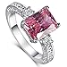 Psiroy 925 Sterling Silver Emerald Cut Created Pink Topaz Filled Anniversary Ring Size 6