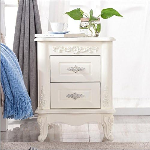 M3M Multifunctional Solid Wood Handmade Vintage Nightstand Bedroom Natural Environmental Protection Waterproof Moisture,White,2Drawers