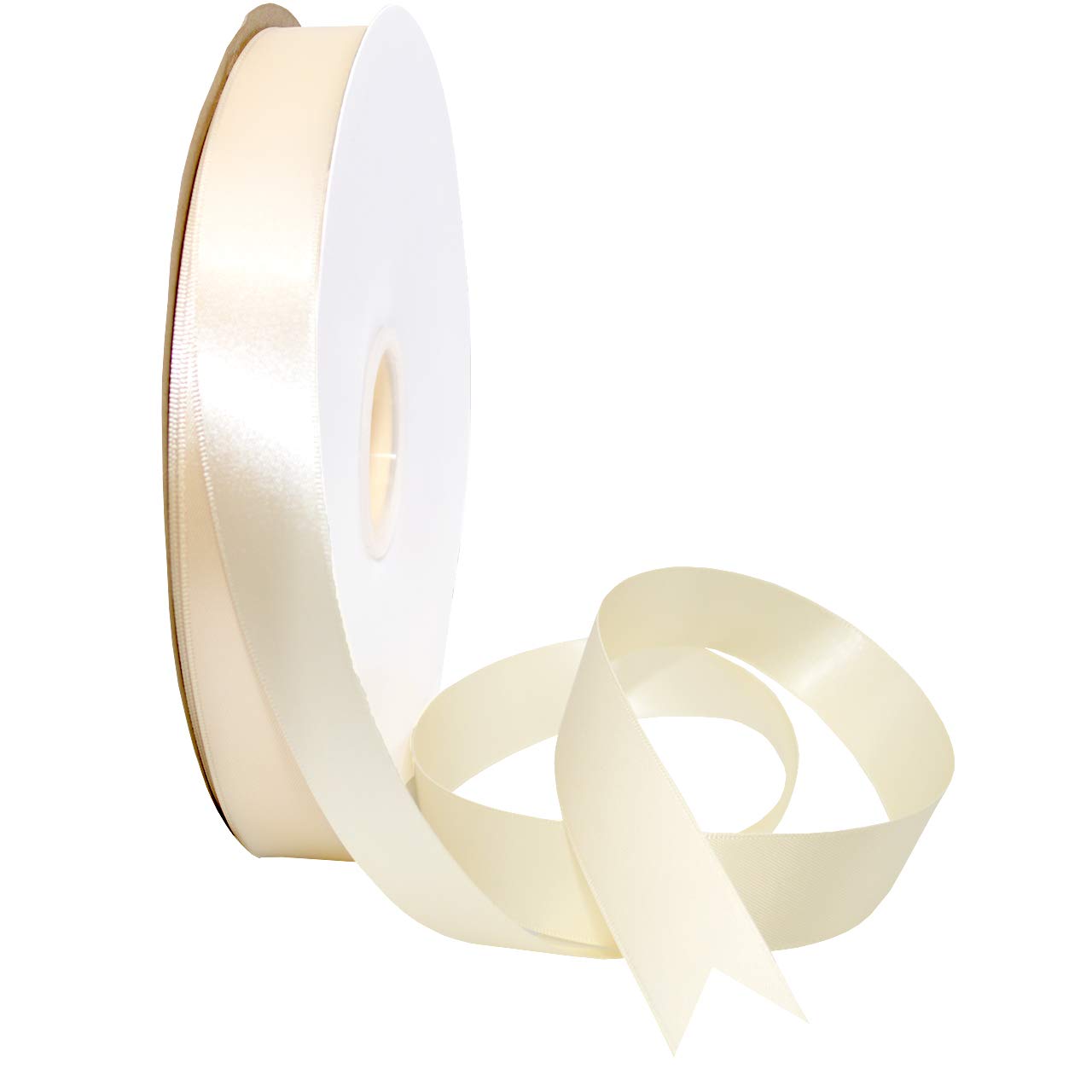 Morex Ribbon Double Face Satin Ribbon, 7/8 inches by 100 Yards, Cream