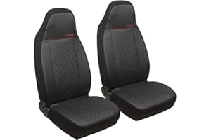 GIANT PANDA Front Car Seat Covers, Bucket Seat Covers, Leather High Back Auto Seat Covers for Cars, Trucks, Jeep, Van, SUV, Pickup, Airbag Compatible (Black)