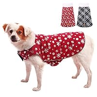 Kuoser Christmas Snowflake Cold Weather Dog Coat for Winter Reflective Reversible Dog Warm Fleece Jacket Waterproof Windproof Dog Vest with Furry Collar for Small Medium Large Dogs Red XXL