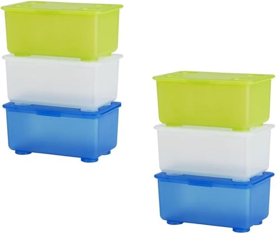 6 x IKEA GLIS pequeñas cajas de almacenamiento de plástico con tapa