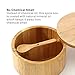 KITCHENDAO Bamboo Salt and Pepper Box - No Chemical Smell - Built-in Serving Spoon to Prevent Lost - Swivel Lid with Magnet to Keep Dry, Dust-Free - Fillet Design - 7 oz Capacity Each Compartment