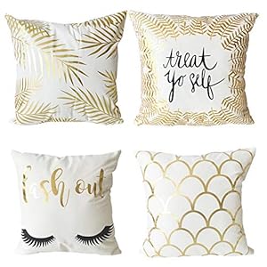 IWILCS 4 Stück Weihnachten Kissenbezüge, Weihnachtsdeko Kissenhülle, Dekokissen Kissenhülle Set, mit Weihnachten Muster…