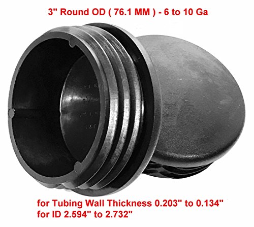 (Pack of 4) 3" OD ROUND Plastic CAP PLUGS (6 - 10 Ga - Fits ID 2.59" to 2.73") Flex Ridges | Heavy Duty, Impact Resistant LDPE Top CAP | Fence Post Slide Inserts | Fitness Eqpt End Caps