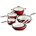 Tramontina 80110/202DS Gourmet Ceramica Deluxe Cookware Set, PFOA- PTFE- Lead and Cadmium-Free Ceramic Exterior & Interior, 10-Piece, Metallic Red, Made in Italy