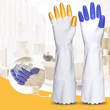 Amazon De Stao Gummihandschuhe Lange Geschirrhandschuhe Hausarbeit Wasche Kuche Plus Samt Dicke Wasserdichte Und Langlebige Schutzhandschuhe 42 Cm Waschhandschuhe Color Purple Size L