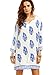 Floerns Women's Long Sleeve Palm Leaf Print Ethnic Style Shift Dress Blue L