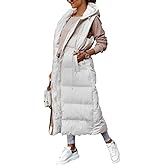 Shanfetl Women's Long Quilted Vest Hooded Maxi Length Sleeveless Puffer Vest Padded Coat Winter Outerwear