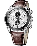 AIMAL Mens Sport Black Leather Strap - Quartz Wrist Watches - Chronograph Calendar and Waterproof