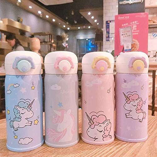 Kids Water Bottle Thermoses Unicorn Water Bottle Cup Metal Stainless Steel Vacuum Insulated Water Flask for School Kids Girls Lunch Box Leak Proof BPA Free white Unicorn