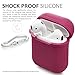 Domatti Protective Silicone Skin Cover Case for Apple Airpods Charging Dock Box – Soft Slim Fit Shockproof Non-Slip Grip Wrap with Keychain Tether Leash for Wireless Bluetooth Earphones (Red)