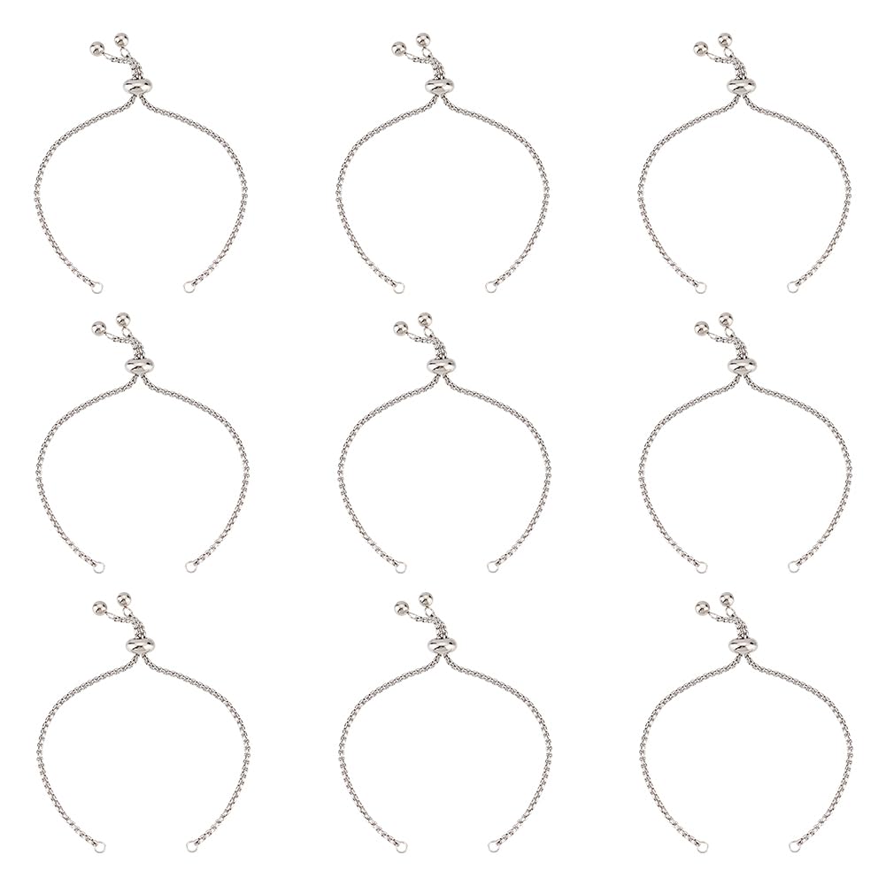 UNICRAFTALE 10pcs 24cm Adjustable Slider Bracelets 304 Stainless Steel Bracelet Making Slider Extender Chains with Ball Ends for Women s Semi Finished DIY, Hole 2.5~3mm — image 1
