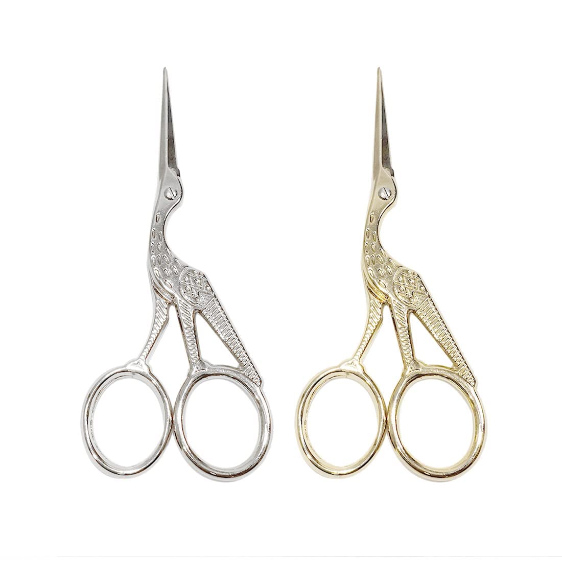 Pack of 2 Bird Design Scissors, Sewing Scissors, Bag Scissors, Thread Cutting Scissors, Design Scissors, Fabric Cutting Scissors, Gift Scissors, (9+9cm, SilverGold)