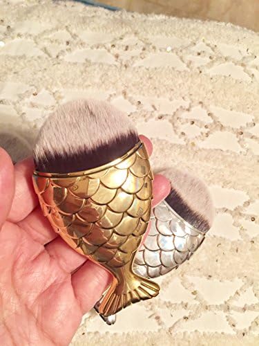 Chubby Mermaid Goldfish Foundation Makeup Brush for Contouring, foundation, blush, and applying liquid creams (Gold)