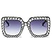 Fheaven Womens Fashion Artificial Diamond Cat Ear Quadrate Big Metal Frame Brand Classic Sunglasses (D)