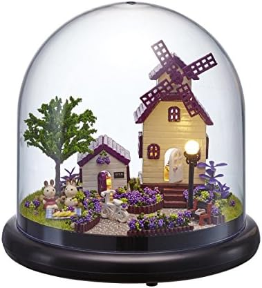 DIY Miniature Dollhouse Kit with Furniture Handmade Dolls House Miniature Kit Plus Dust Proof Music Movement and LED Lights,1:24 Scale Creative Room Idea (Provence House)