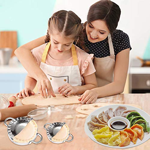 DIFENLUN Dumpling Maker, 2PCS Stainless Steel Dumpling Mold Ravioli Mould Empanada Press Dumpling Wrapper Dough Stamp Cutter Pastry Pie Making (3.74"/9.5cm, 2.95"/7.5cm) - Thumbnail 6