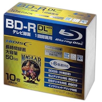 【クリックで詳細表示】HI-DISC 録画用 6倍速対応 BD-R DL 10枚50GB HDBDRDL260RP10SC