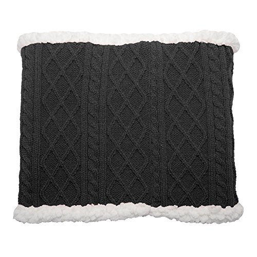 Pudus Cable Knit Winter Infinity Scarf, Fleece-Lined Neck Warmer Circle Snood