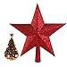 NICEXMAS Christmas Tree Toppers Star Treasures Glittered Decoration Ornament, 9 inch (Red)