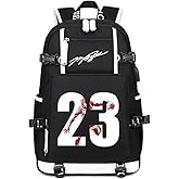Txiujou Basketball 23 Student School Bag, Laptop Backpack, Ultra-Light Travel Bag, For Men And Women (black-B)
