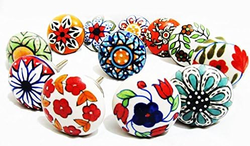 12 Pic Mix Vintage Look Flower Ceramic Knobs Door Handle Cabinet Drawer Cupboard Pull