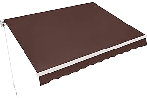 MCombo 11.5x9.5 Feet Manual Retractable Patio Door Window Awning Sunshade Shelter Outdoor Canopy, 1210 (Coffee Brown, 11.5'(L) x 9.5'(W))