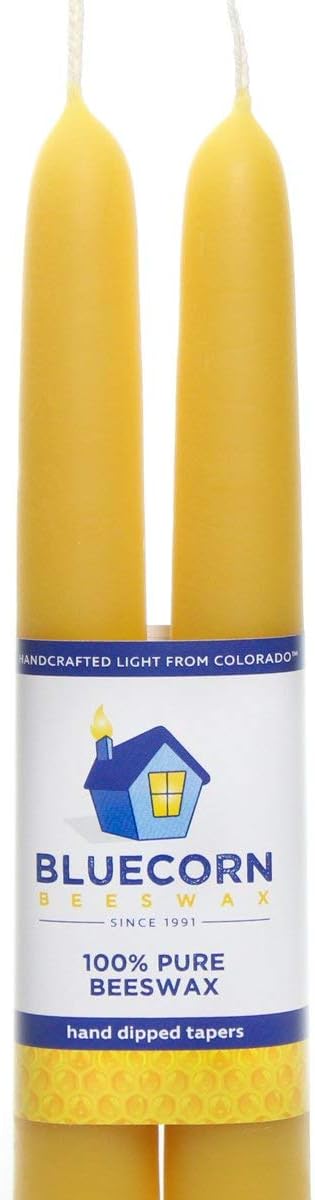 Bluecorn Naturals100% Pure Raw Beeswax Tapers 8" Bulk (8 Tapers) Save $14