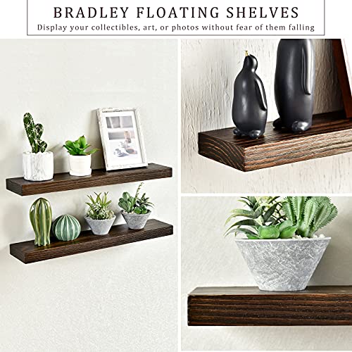 WELLAND Rustic Wood Floating Shelves Farmhouse Wall Shelves 5" Deep