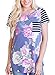 LOSRLY Women Floral Printed Tops Striped Blouse Short Sleeve T Shirt with Pocket-Light Purple XL 16 18