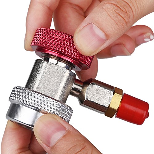 JDMON Adjustable AC R134A Quick Coupler Connector Adapters Fitting High Low 1/4 inch SAE HVAC Manifold Gauge Hose Set (R134A) - Thumbnail 6