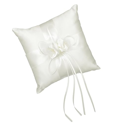 Ribbon Bud Wedding Ring Pillow Cushion Bearer 20 X 20cm Ivory