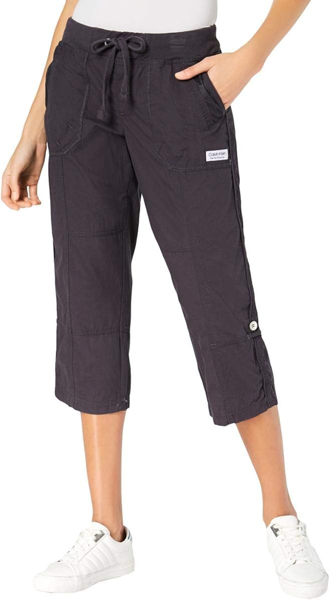 Calvin Klein Performance Womens Cargo Fitness Capri Pants Gray L at