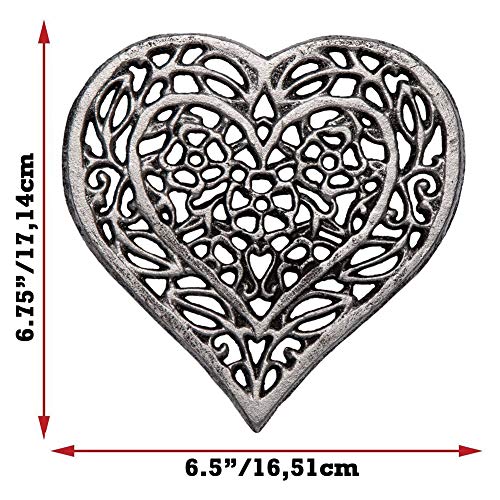 image for Cast Iron Heart Trivet | Decorative Cast Iron Trivet For Kitchen Or Di