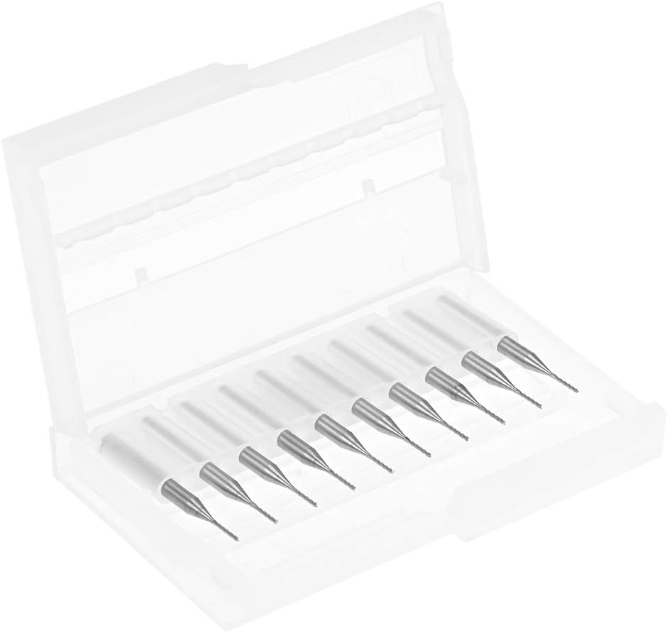 sourcing map 10Pcs 0.8mm Carbide End Mill Engraving Milling Cutter CNC Router Bits for PCB Machine 1/8" Shank - Image 5