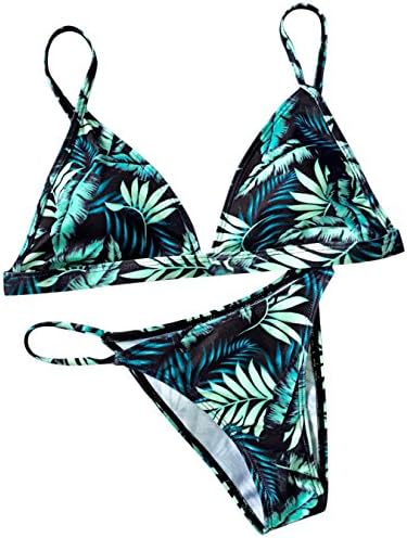 BWEHJGF Sexy Micro Bikinis Set Bikini Swimsuit Leaf Print Maillot De Bain Femme Bathing Suit