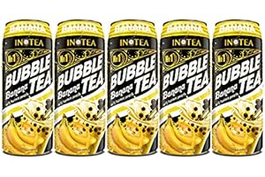 (Pack of 5) INOTEA Bubble Tea 5 Cans from ATIUS. Milk Tea with Boba Pearls in a Can (16.6oz/can). Choose One from Variety of Flavors: Brown Sugar, Taro, Honeydew, Banana, Matcha. Straws Included. (Banana)