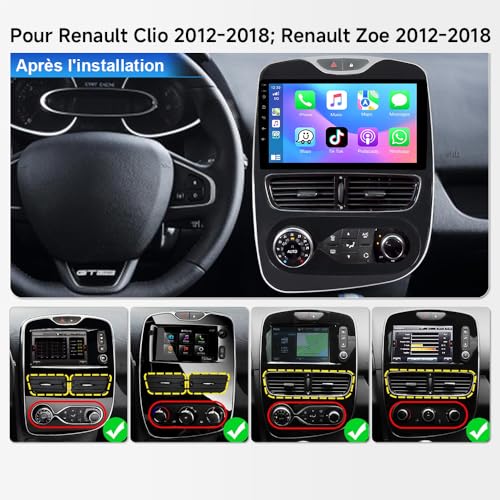 ACAVICA Car Radio Renault Clio 4 Android 15 4+64 GB, 10.1 Inch with Wireless CarPlay Android Auto, Bluetooth 5.4 Stereo GPS WiFi 6.0 FM, for Renault Clio 2012-2018 Medianav (4Core/4+64GB)