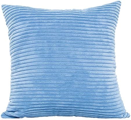 Gespout Square Cushion Cord Plain Pillow Cushion Cover Home Decorative Cushion Cover 45 x 45 cm, Corduroy, blue, 45 x 45 cm
