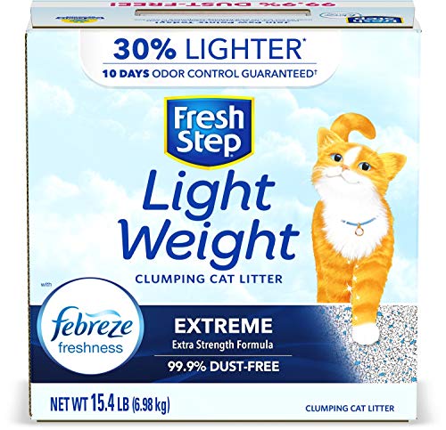 FRESH STEP LIGHTWEIGHT EXTREME SCENTED LITTER WITH THE POWER OF FEBREZE, CLUMPING CAT LITTER, 15.4 POUNDS (PACKAGE MAY VARY)