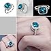 Yoursfs Evening Jewelry Rings for Women Blue Crystal Wedding Jewelry Rings for Bridal 18K White Gold Plated Lady Cocktail Rings Jewelry Gifts