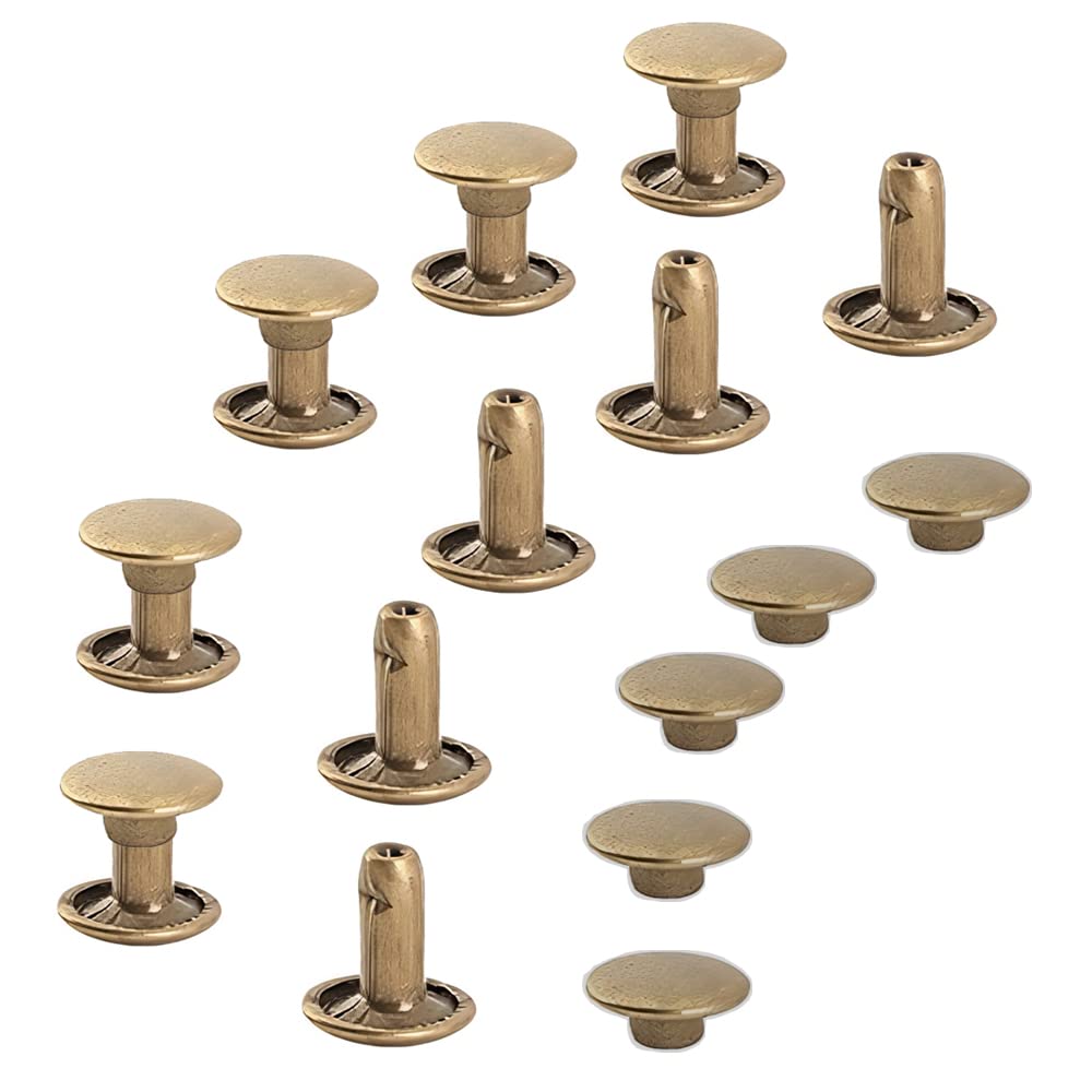 300 Sets Silver Stainless Steel Leather Rivets Double Cap Rivet Tubular Metal Studs Repairs Decoration Craft Accessories for Leather Craft Clothes Shoes Bags Belts (Bronze, 8mm 300sets)