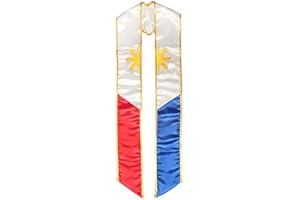 ORNING Philippines Graduation Stole with Trim Filipino Embroidered Sash with National Flag for 2025 in Philippine Heritage