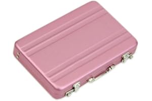 AUSUKY Mini Aluminum Suitcase Briefcase Card Holder Box Case Box (Pink)