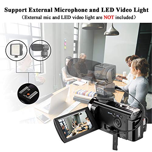 Video Camera Camcorder with Remote Control, Aasonida YouTube Camera 30FPS 1080P with Hot Shoe and 2 Batteries, 24MP 3 Inch Screen 270 Degree Rotation Screen 16X Digital Zoom, Pause Function - Thumbnail 5
