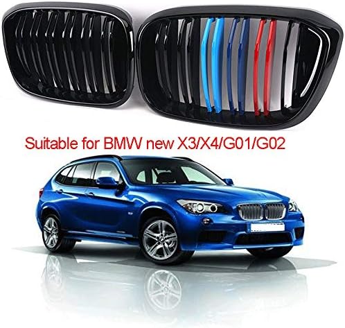 TERMALY Front Mesh Grille for BMW's new X3/X4/G01/G02, modified single-line, two-wire mid-net grid, Front Kidney Grille Double Slat,Doubleline-Matteblack