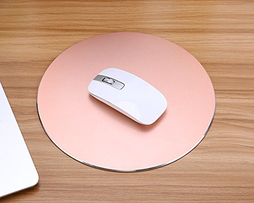 ProElife Premium Aluminum Metal Mouse Pad Mice Mat 8.66-inch Mousepad Non-Slip (Round, Rose Gold)